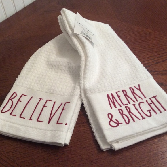 Rae Dunn Other - Rae Dunn MERRY & BRIGHT and BELIEVE Kitchen Towels